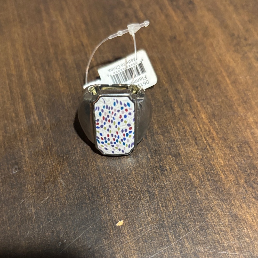 Silver Ring with Colorful Dots